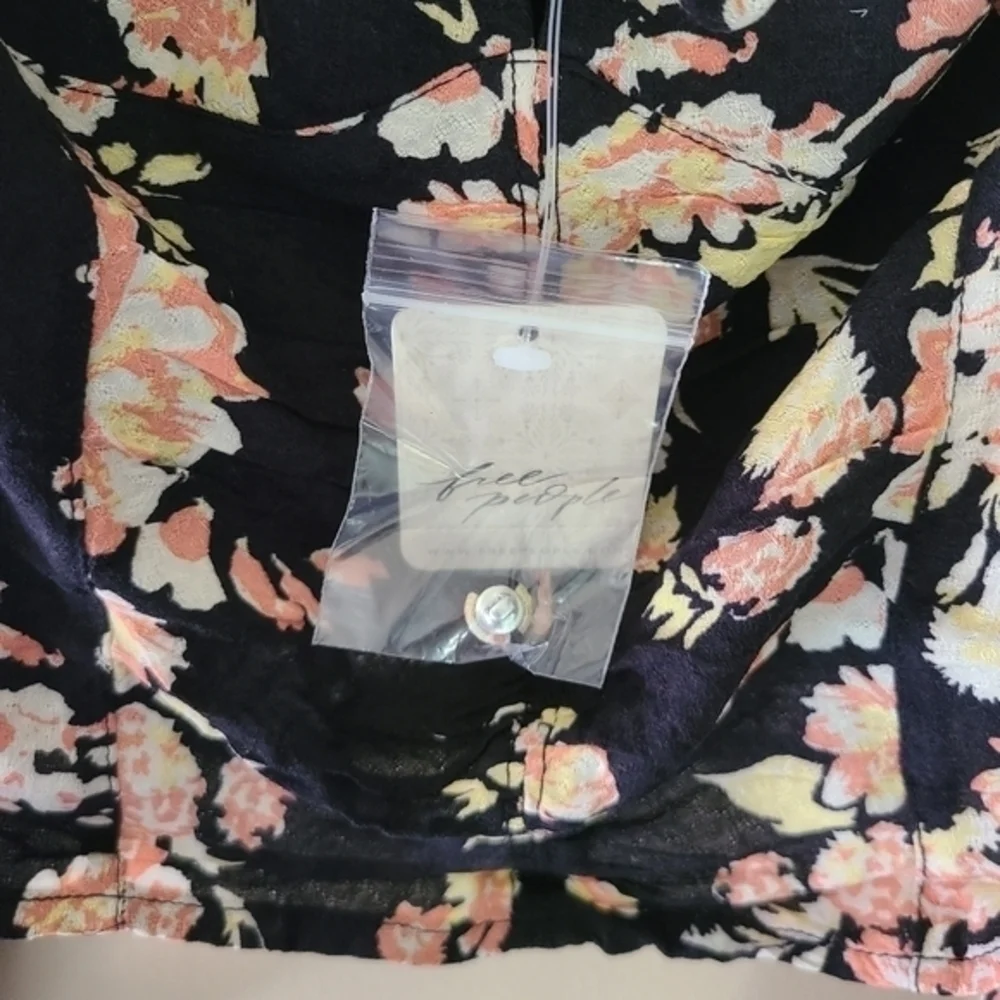Free People‎ Hilary Printed Top Black Combo NWT